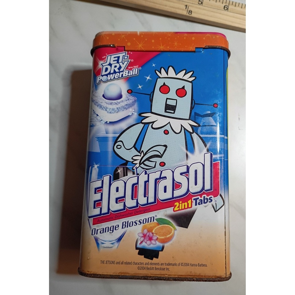 Vintage Electrasol The Jetsons Dishwasher Detergent Tin Rosie Robot 2004 Collect